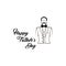 Man. Fathers day. Mustaches, Bow tie, Glasses, Elegant suit. Greeting card design. Vector.