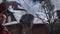 Man feeding birds in winter