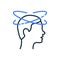 Man Feel Dizzy Line Icon. Dizziness, Migraine, Headache, Distracted Head Linear Pictogram. Tired Man with Nausea Outline