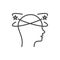 Man Feel Dizzy Line Icon. Tired Man with Nausea Outline Icon. Dizziness, Migraine, Headache, Distracted Head Linear