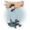 Man fell from hands of puppeteer. Stock illustration