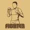 Man fighter boxing illustration vector