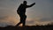 Man fights silhouette boxing nature fighting without rules concept. man playing sports boxing silhouette at sunset