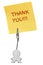 Man Figure Business Card Holder with yellow paper note THANK YOU