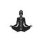 Man figure with symbols of chakras meditation concept, yoga position. Vector