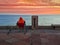 Man Fishing at Boardwalk, Montevideo, Uruguay