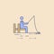 man is fishing field outline icon. Element of outdoor recreation icon for mobile concept and web apps. Field outline man is fishin