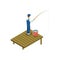 Man fishing isometric 3D element