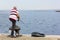 Man Fishing from Trieste`s Seafront