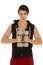 Man fitness weights with vest hold in front