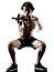 Man fitness weitghs training exercises isolated silhouette white