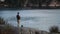 A man flies his drone over the ocean at Whytecliff Park., West Vancouver.