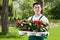 Man with flower seedlings