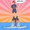 Man on Flyboard. Extreme Water Sport. Pop Art illustration