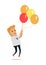Man Flying on Color Balloons Vector Illustration