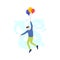 Man is flying with colorful balloon people character flat design vector