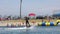 Man flying flyboarding on a Flyboard - hydroflighting