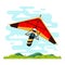 Man flying hang glider vector flat illustration