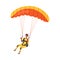 Man Flying Paraglider Descenting Using Parachute Vector Illustration