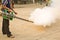 Man fogging chemical to anti mosquitos