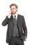 Man in formal outfit with mobile phone.