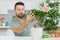 Man forms crown ornamental bonsai tree