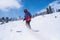 Man freerider skiing in the mountains on the snowy slope. Sport.