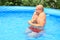 Man freezing in pool