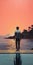 Man Gazing At Sunset: A Contemporary Realism Artwork