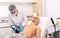 Man getting body ultrasound lifting procedure