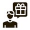 Man with Gift Thought Icon Vector Glyph Illustration