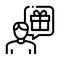 Man with Gift Thought Icon Vector Outline Illustration