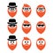 Man with ginger beard with moustache or mustache, hipster icons set