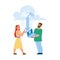 Man And Girl Downloading From Cloud Storage Vector