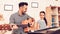 Man and Girl Play Piano. Play Guitar. Play Piano Together. Piano and Guitar. Father and Daughter on Sofa. Spend Time Together.