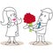 Man giving flowers to a woman