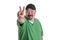 Man Giving Peace Sign Hand Gesture