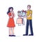 Man giving woman present for birthday, valentine day, new year or christmas holidays event