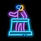 man with glasses learns virtual reality neon glow icon illustration