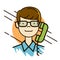 Man in glasses portrait making a call by the phone avatar