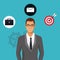 Man with glasses suit business icons