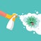 Man with gloves spray kills a virus bacterium vector illustration, Spraying antibacterial