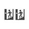 Man going down stairs black vector icon