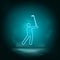 Man, golf, playing blue neon  icon. Simple element illustration from map and navigation concept. Man, golf, playing blue