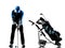 Man golfer golfing golf bag silhouette