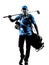 Man golfer golfing golf bag walking silhouette