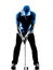 Man golfer golfing putting silhouette