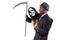 Man in Grim Reaper Ghost Costume Playing a Prank on Halloween