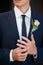 Man, groom and hands with wedding ring for marriage, commitment or symbol of love, trust or care. Closeup of married