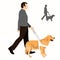 Man with guide dog vector illustration.